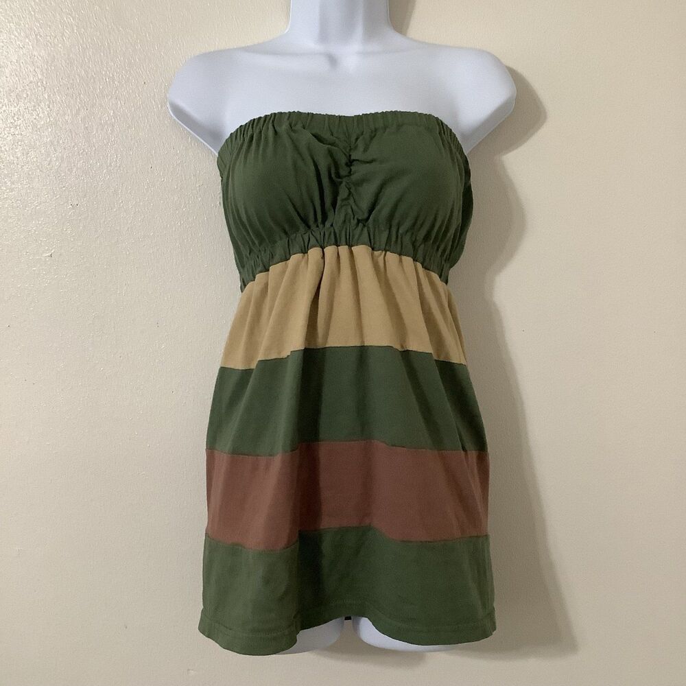 Multicolor Patchwork Y2K Autumn Fall Fairy Grunge Goblincore Babydoll Tube Top S